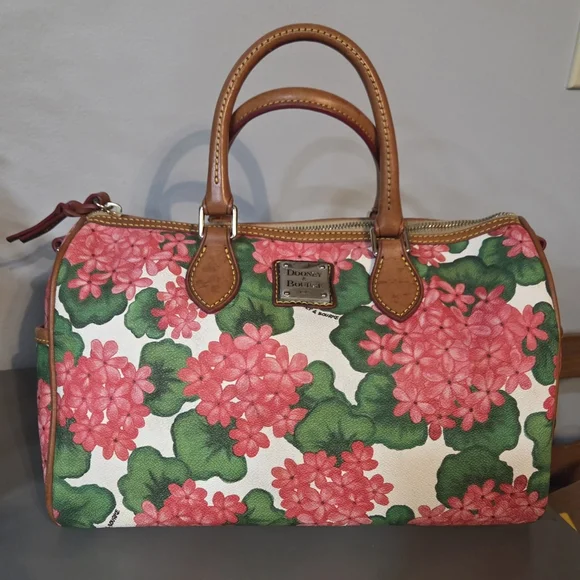 Dooney & Bourke Pink and Green Floral Satchel With Coin Case - Picture 16 of 16